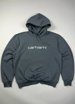 Sweat à capuche - Carhartt Hooded Carhartt Shirt - Gris bleu logo blanc - Taille L - #300, marke: Carhartt, zustand: Sehr gut, größe: L, 49,00 €, 52,15 € inklusive Vinted-Käuferschutz