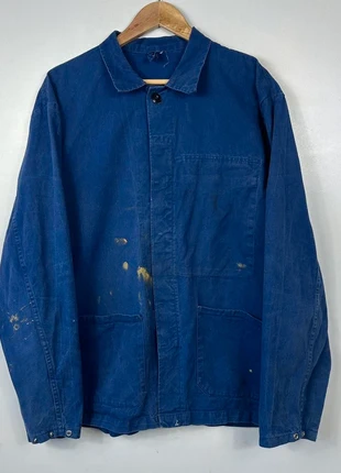 Vintage French Chore Jacket, Indigo Navy Blue, Paint Splatter, Fits Mens XL, marca: Vintage, estado: Bueno, tamaño: XL, 49,95 £, 53,15 € Protección al comprador Pro incluida