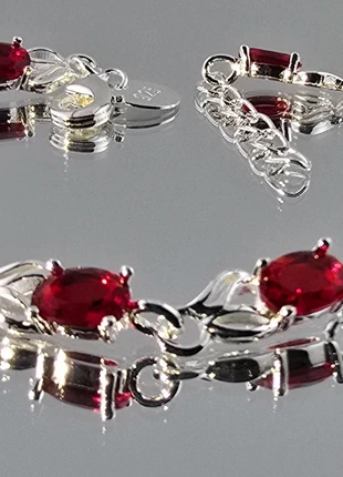 Silver, Red Austrian crystals adjustable bracelet, brand: boutique, condition: New without tags, £16.50, £18.03 includes Buyer Protection Pro