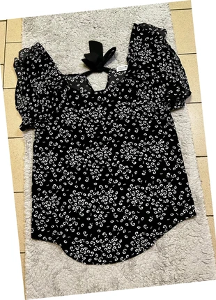 Blouse femme noire à fleurs blanches avec nœud – Molly Bracken – Taille M, brand: Molly Bracken, condition: New without tags, size: M / 38 / 10, €7.99, €9.09 includes Buyer Protection