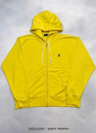 Pull Veste zip Polo Ralph Lauren Jaune Poussin logo brodé Bleu Hoodie Vest Sweatshirt - L /2290V-B, brand: Ralph Lauren, condizioni: Ottime, taglia: L / IT 44 / EU 40, €49.00, €52.15 include la Protezione acquisti Pro