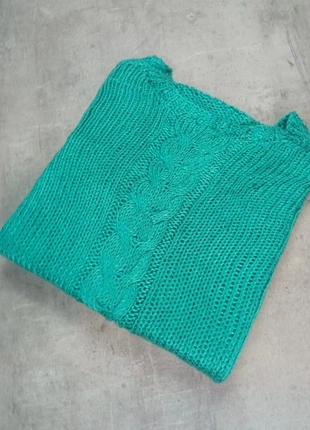 Pull torsadé turquoise style irlandais Aran fait main taille S femme, brand: Vintage Dressing, condition: Very good, size: S / 36 / 8, €8.00, €9.10 includes Buyer Protection