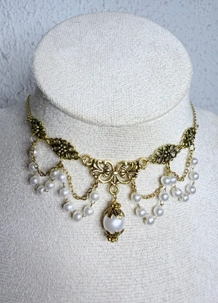 victorian wedding necklace golden and white pearls 🤍, marque: lux victorian, état: Très bon état, 36,80 €, 39,34 € Protection acheteurs (Pro) incluse