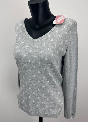 Pull col v à pois gris Tommy Hilfiger – L Femme - Pima coton #TommyF266, marque: Tommy Hilfiger, état: Bon état, taille: L / 40 / 12, 8,90 €, 10,05 € Protection acheteurs (Pro) incluse