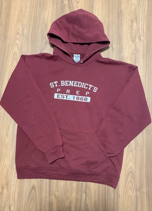 St. Benedict’s Hoodie - Sudadera burdeos, Vintage School, marca: Jerzees, estado: Muito bom, tamanho: M, €6.95, €8.00 inclui Proteção do Comprador