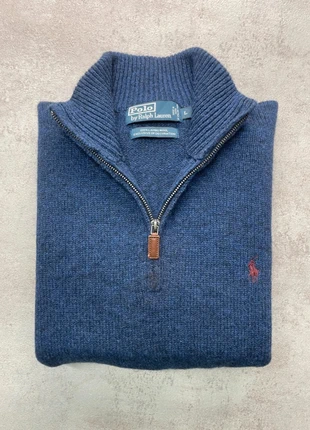 Half zip 1/4 zip col camionneur Ralph Lauren | Taille L | Bleu logo marron, brand: Polo Ralph Lauren, condition: Very good, size: L, €76.50, €81.03 includes Buyer Protection Pro