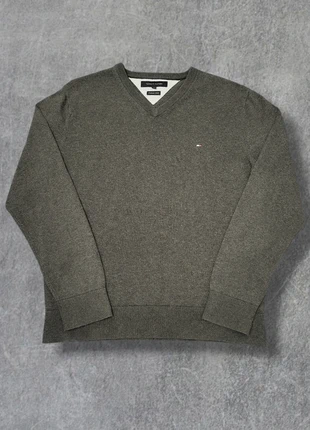 Pull homme Tommy Hilfiger gris foncé col V 100% coton premium logo brodé - L, merk: Tommy Hilfiger, staat: Heel goed, maat: L, € 28,00, € 30,10 inclusief Kopersbescherming