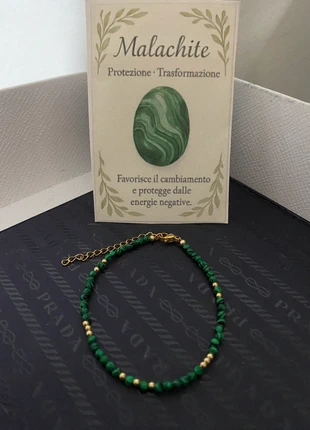 Bracciale acciaio inox con pietra di Malachite, marque: Malachite, état: Neuf sans étiquette, 8,50 €, 9,63 € Protection acheteurs incluse