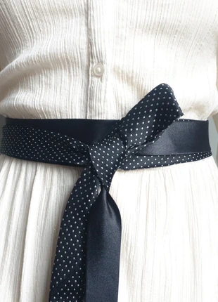 Handmade unique obi vintage black upcycled wrap tie belt, merk: Handgemaakt, staat: Nieuw zonder prijskaartje, maat: Aanpasbaar, € 10,00, € 11,20 inclusief Kopersbescherming