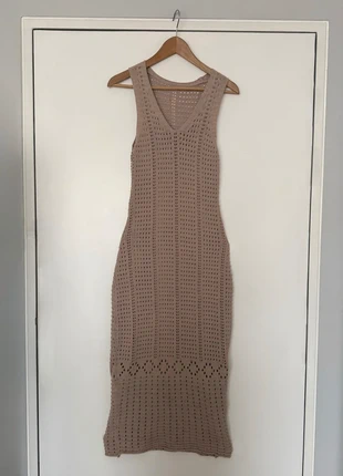 Robe longue crochet beige taupe ajourée style bohème chic, taille M, 100% polyester, marque: Boutique indépendante, état: Neuf sans étiquette, taille: M / 38 / 10, 25,00 €, 26,95 € Protection acheteurs incluse