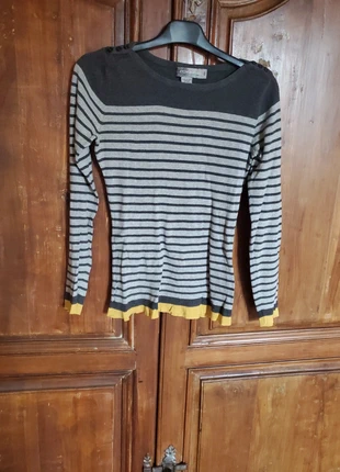 Pull rayé gris et jaune, brand: Point Zero, condition: Very good, size: S / 36 / 8, €4.00, €4.90 includes Buyer Protection