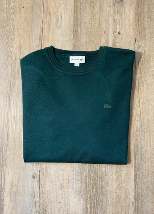 Pull sweat crewneck fin Lacoste vert foncé avec logo vert, Taille M, brand: Lacoste, condition: Very good, size: M, €30.00, €32.20 includes Buyer Protection