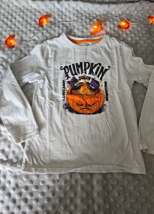 T-shirt manches longues halloween pumpkin juice blanc, marque: Kiabi, état: Très bon état, taille: 6 ans / 116 cm, 2,59 €, 3,42 € Protection acheteurs incluse