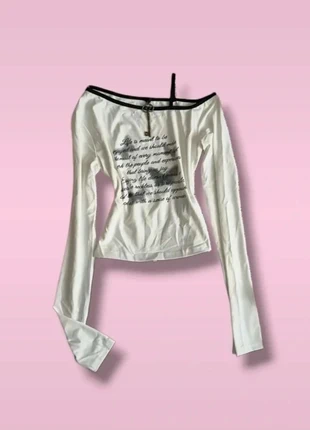 NEW!Top bianco spalla scoperta maniche lunghe gotico emo punk Y2K taglia M, état: Neuf sans étiquette, taille: M / 38 / 10, 11,99 €, 13,29 € Protection acheteurs incluse