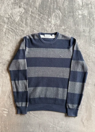 Pull à rayures col rond Lacoste homme bleu et gris, marque: Lacoste, état: Très bon état, taille: S, 29,50 €, 31,68 € Protection acheteurs incluse