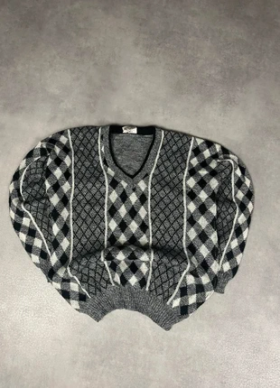 Pull col V maille vintage motifs carreaux gris noir blanc Made in England L, marque: Vintage Dressing, état: Bon état, taille: L, 11,20 €, 12,46 € Protection acheteurs (Pro) incluse