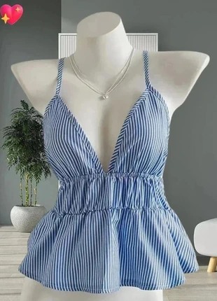 Top péplum dos nus à rayures bleu et blanc taille M (ref 81), marque: ELEGANTE, état: Neuf sans étiquette, taille: M / 38 / 10, 10,74 €, 11,98 € Protection acheteurs incluse