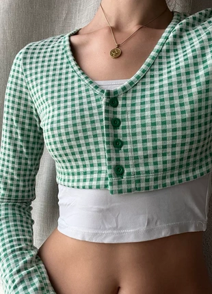 Top cuadros manga larga, marque: Stradivarius, état: Très bon état, taille: S / 36 / 8, 5,00 €, 5,95 € Protection acheteurs incluse