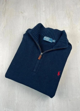 Pull col camionneur zippé Ralph Lauren bleu marine coton logo rouge brodé XXL homme, brand: Ralph Lauren, condition: Very good, size: XXL, €54.00, €57.40 includes Buyer Protection Pro