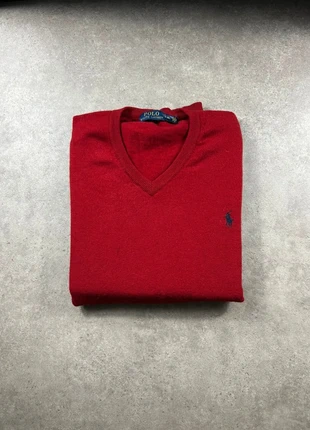 Pull col V Ralph Lauren | Coton | Rouge logo bleu | Taille XL, brand: Ralph Lauren, condition: Very good, size: XL, €37.90, €40.50 includes Buyer Protection