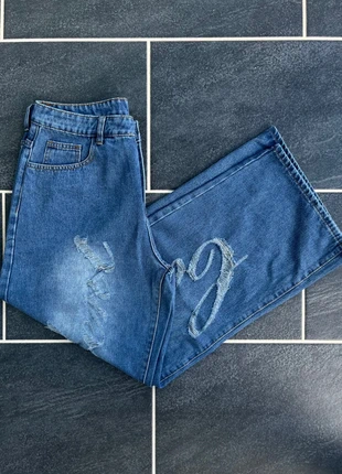 Jean large Y2k motifs écriture déchiré coupe large - Taille M, marke: Aesthetic, zustand: Sehr gut, größe: M, 32,00 €, 34,30 € inklusive Vinted-Käuferschutz