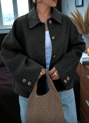 Manteau caban gris foncé noir vintage classe élégant hiver automne, brand: Caban vintage, condition: Very good, size: S / 36 / 8, €52.00, €55.30 includes Buyer Protection