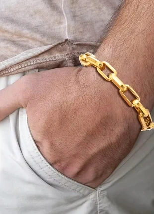 Bracelet grosse maille cubaine, acier inoxydable or, merk: acier inoxydable, staat: Nieuw zonder prijskaartje, € 22,90, € 24,75 inclusief Kopersbescherming