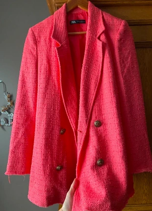 Blazer en tweed Zara XS corail, brand: Zara, condition: Very good, size: XS / 34 / 6, €10.00, €11.20 includes Buyer Protection