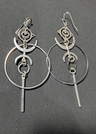 Silver tone Evil eye moon drop earrings, condition: Very good, £4.00, £4.90 includes Buyer Protection