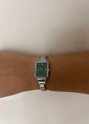 Silver nomination charm watch with green rectangle face, brand: unbranded quartz, condition: New without tags, size: One size, £22.99, £24.84 includes Buyer Protection Pro