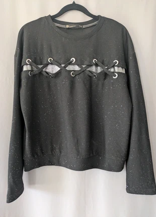 Pull noir pailleté lacets œillets Jusdepom taille S/M, merk: Jus de Pom, staat: Heel goed, maat: S / 36 / 8, € 15,00, € 16,45 inclusief Kopersbescherming Pro