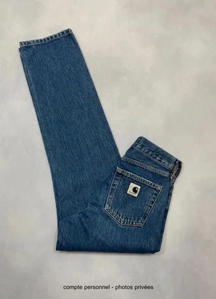 Jean Carhartt wip Bleu Taille Haute Large et Droit modèle Noxon Denim - Taille  Xxs w22 /524, marque: Carhartt, état: Très bon état, taille: XXS / 32 / 4, 49,00 €, 52,15 € Protection acheteurs incluse