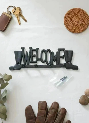🔑 Porte-clés Mural "Welcome" en Fonte Neuf - Style Rustique Chic 🏡, marque: sans marque, état: Neuf avec étiquette, 15,50 €, 16,98 € Protection acheteurs incluse