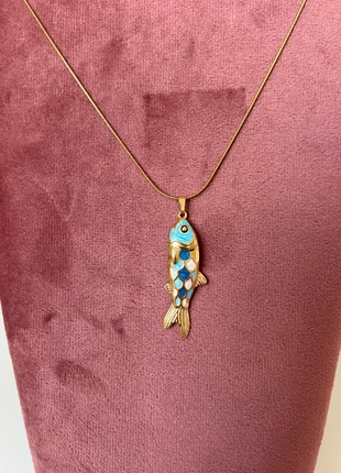 Blauwe vis bedel gouden ketting, merk: Fish, staat: Nieuw zonder prijskaartje, € 7,50, € 8,58 inclusief Kopersbescherming
