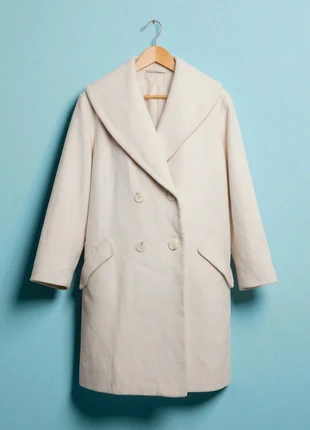 Ashley Brooke – Elegant Cream Wool & 20% Cashmere Double-Breasted Coat & Wide Collar – 42 🌟👒, marque: Vintage Dressing, état: Très bon état, taille: XL / 42 / 14, 79,90 €, 84,60 € Protection acheteurs incluse