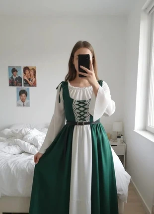 Robe Médiévale Longue Verte Blanche – Élégante / Unique / Festival / Soirée Costume, marque: Maison Dareléa, état: Très bon état, taille: M / 38 / 10, 79,99 €, 84,69 € Protection acheteurs (Pro) incluse