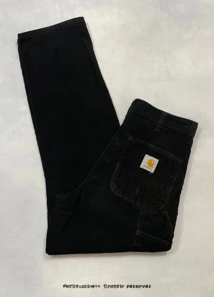 Pantalon Carhartt wip Noir Loose Single Knee Velours côtelés Baggy Carpenter Corduroy - S w28 /1350R, merk: Carhartt, staat: Heel goed, maat: W28 | FR 38, € 54,90, € 58,35 inclusief Kopersbescherming Pro