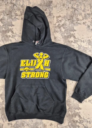 Sweat à capuche universitaire USA Elijah Strong taille M noir et logo jaune sur le torse, brand: Jerzees, condizioni: Ottime, taglia: M, €8.80, €9.94 include la Protezione acquisti