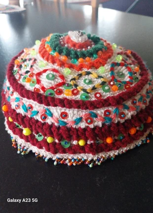 Chapeau bohème hippie fait main – perles & sequins – pièce unique, brand: Hippie, condition: New without tags, size: One size, €39.00, €41.65 includes Buyer Protection Pro