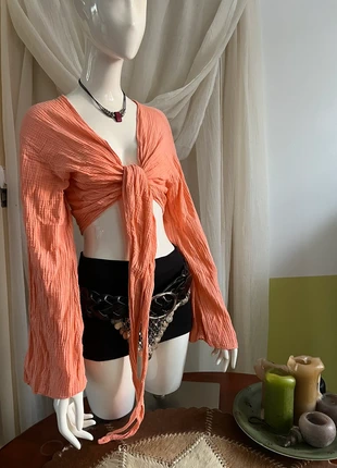 Faded hippy boho bali cotton wrap top, marca: merkloos, estado: Satisfatório, tamanho: M / 38 / 10, €4.00, €4.90 inclui Proteção do Comprador