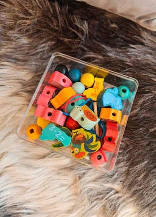 Kids toys montessori threading activity with large colorful wooden beans, brand: My Collection, condition: Very good, size: One size, £4.00, £4.62 includes Buyer Protection