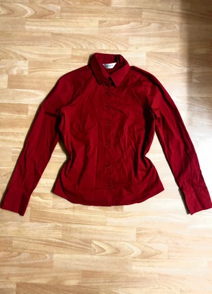 Vintage old 2008 Topshop 98% cotton red fitted shirt with double buttons & single cuff Size 12, brand: Topshop, condition: Very good, size: L / 12, £14.00, £15.40 includes Buyer Protection
