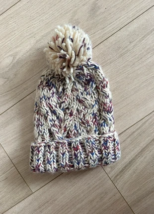 Bonnet crème, bleu & violet à pompon – H&M, brand: H&M, condition: Very good, size: One size, €2.00, €2.80 includes Buyer Protection