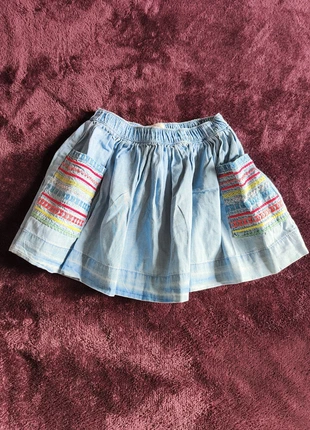 Jupe jean bleu clair broderies multicolores DPAM 3 ans, brand: Du Pareil au Même, condition: Very good, size: 3 years / 98 cm, €4.50, €5.43 includes Buyer Protection