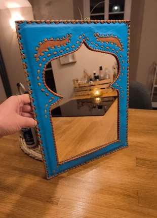 Miroir en cuir artisanal fabriqué au Maroc, brand: Fabrication Artisanale, condizioni: Nuovo con cartellino, €13.00, €14.35 include la Protezione acquisti