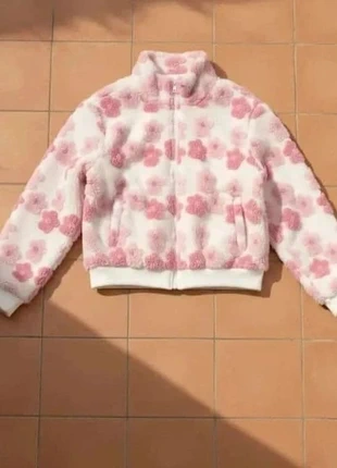 Veste douce zippée blanche à fleurs roses, taille S, style cozy cute bohème, brand: eloria, condition: Very good, size: S / 36 / 8, €54.99, €58.44 includes Buyer Protection Pro