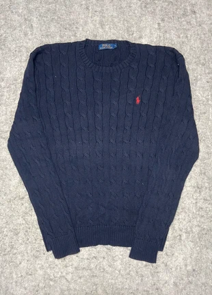 Pull à col rond Torsade Ralph Lauren 100% coton marine logo brodé rouge - L, brand: Ralph Lauren, condition: Very good, size: L, €59.90, €63.60 includes Buyer Protection