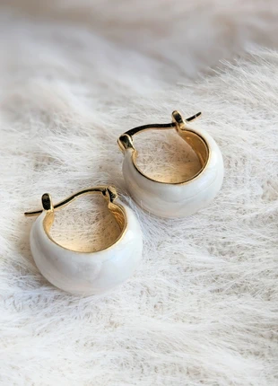 L1-4/ boucles d'oreilles fantaisie motif blanc nacré et doré, état: Très bon état, 6,60 €, 7,63 € Protection acheteurs (Pro) incluse