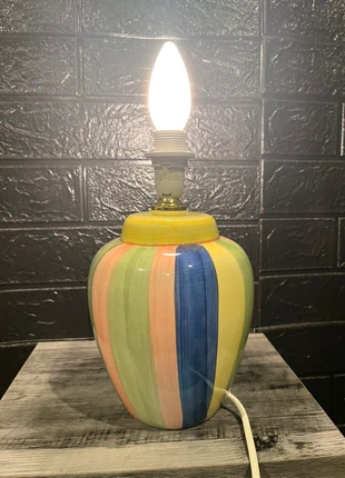 Lampe en céramique rayée, brand: Vintage Chic, condition: Very good, €5.00, €5.95 includes Buyer Protection