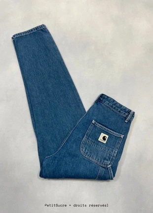Jean Carhartt wip Bleu W’ Pierce Pant 100% coton Jean Droit Knee Boyfriend - Taille XS w24 #850, marca: Carhartt, estado: Muito bom, tamanho: XS / 34 / 6, €49.00, €52.15 inclui Proteção do Comprador Pro